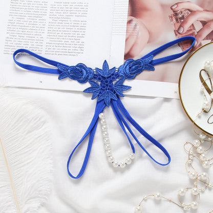 Pearl Massage T-back Sexy Embroidery Underwear