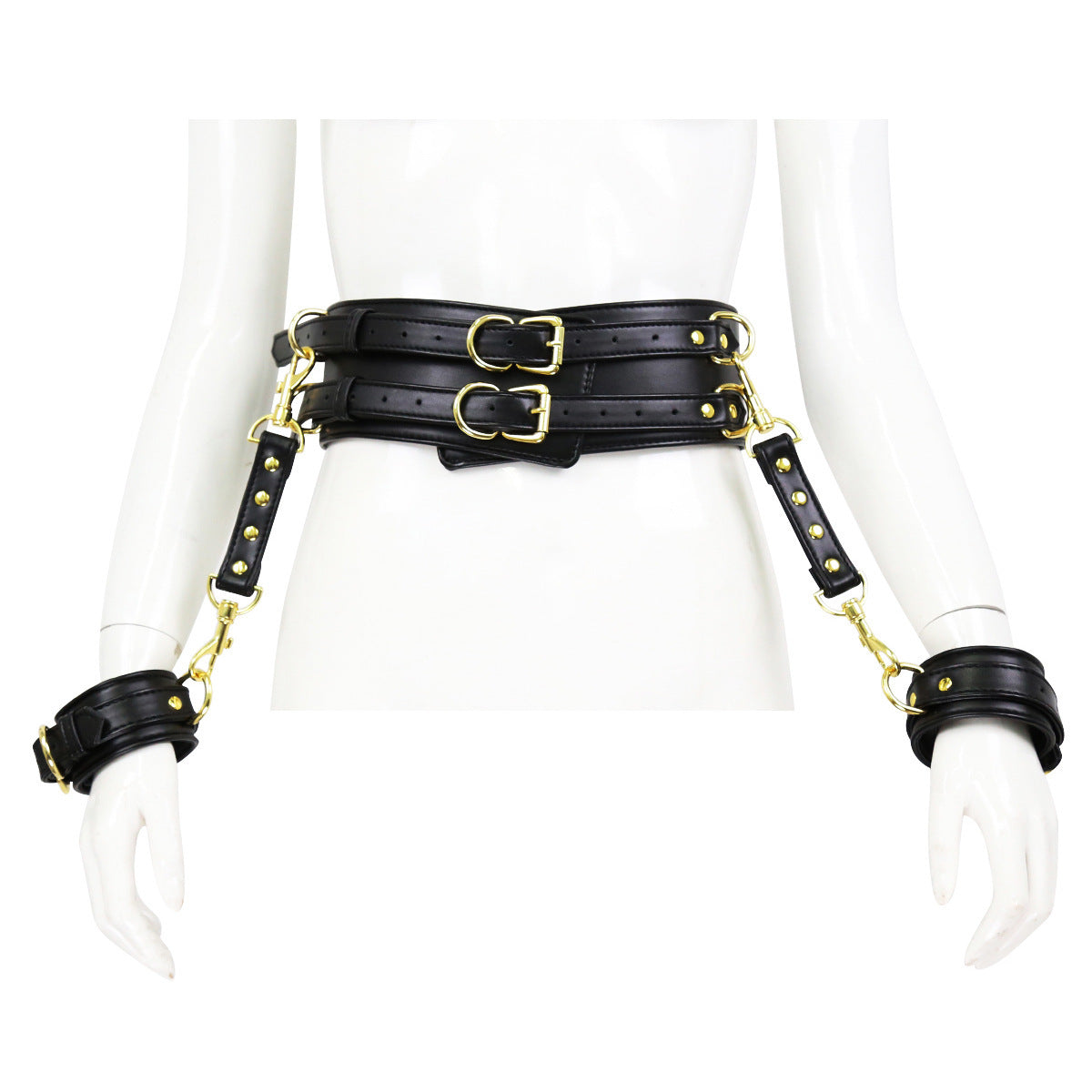 Leather Handcuffs with waist belt