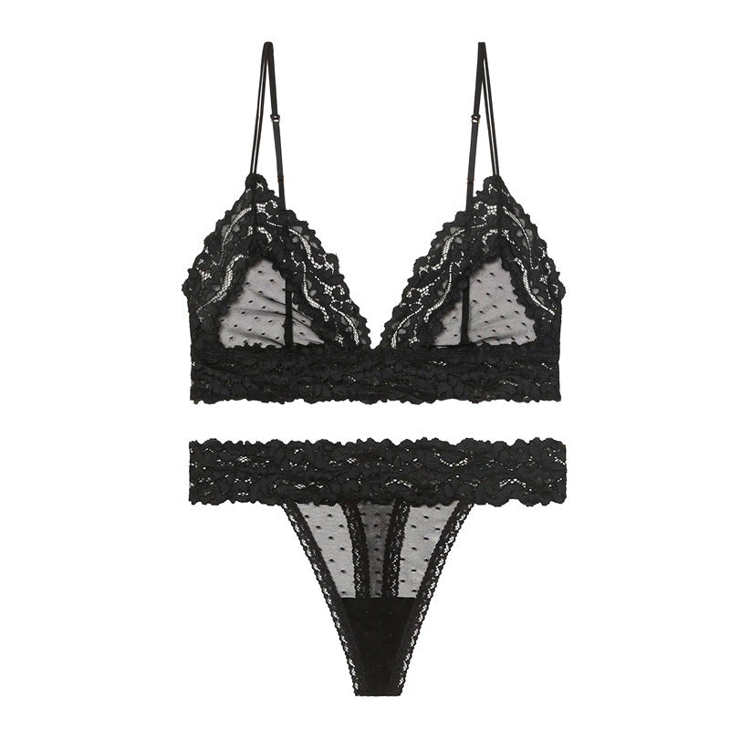 LUXXX Ensemble de soutien-gorge sexy et magnifique avec bonnets triangulaires sans anneau en acier, confortable, respirant et doux