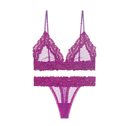 LUXXX Ensemble de soutien-gorge sexy et magnifique avec bonnets triangulaires sans anneau en acier, confortable, respirant et doux