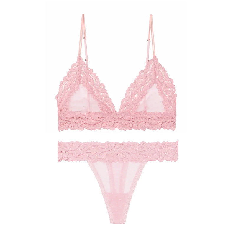 LUXXX Ensemble de soutien-gorge sexy et magnifique avec bonnets triangulaires sans anneau en acier, confortable, respirant et doux
