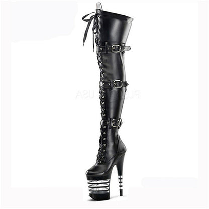 Bottes à plateforme en cuir verni au-dessus du genou