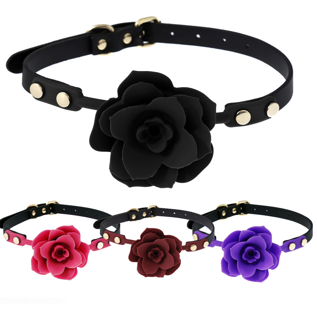Collier ras du cou en silicone avec boule de bouche rose