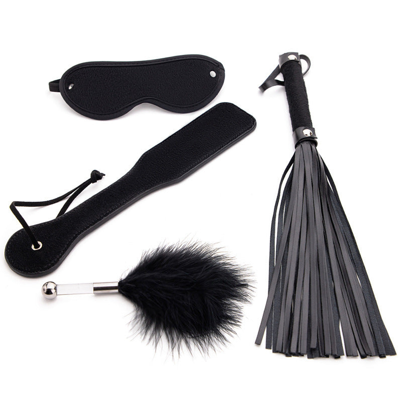 Four Piece Set Paddle Toy Whip Eye Mask Feather