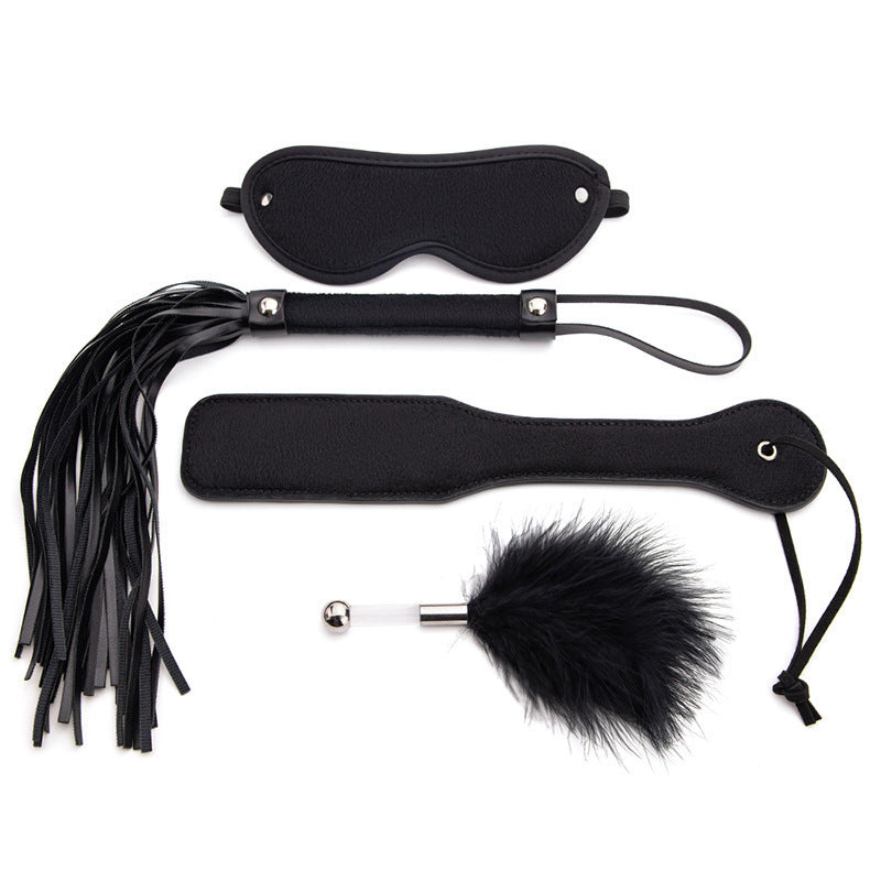 Four Piece Set Paddle Toy Whip Eye Mask Feather