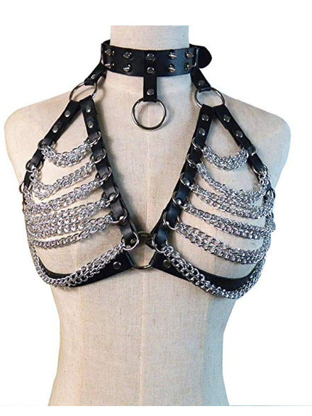 Leather and Chain Bras with choker