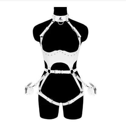 Tenue en cuir PU avec menottes latérales