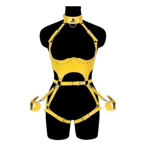 Tenue en cuir PU avec menottes latérales