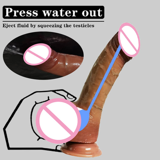 Silicone Dildo with ejecting testicules