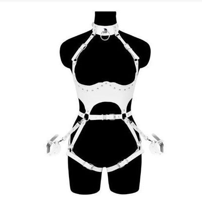 Tenue en cuir PU avec menottes latérales