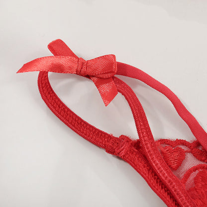 Lingerie sexy en dentelle avec soutien-gorge et culotte à nœuds