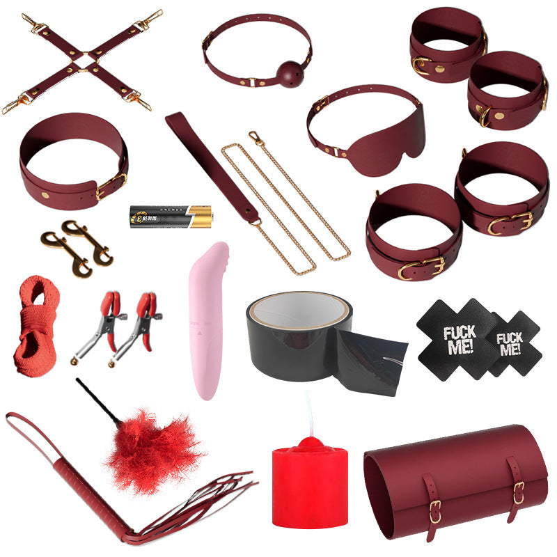 Ensemble de bondage haut de gamme VIPXXX Pince à tétons, menottes, fouet, chaînes et plus