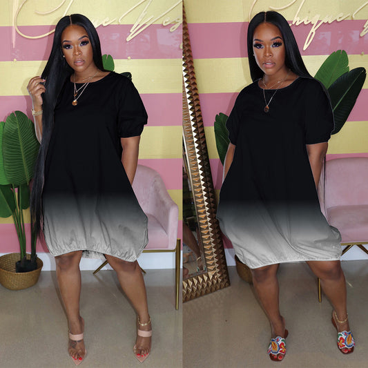 Plus Size Women's Gradient print Dress