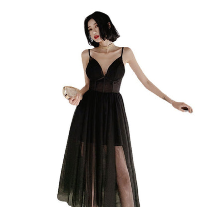 Robe de soirée sexy en tulle à col V