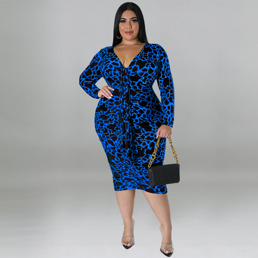 Plus Size Women's Leopard Print Dress