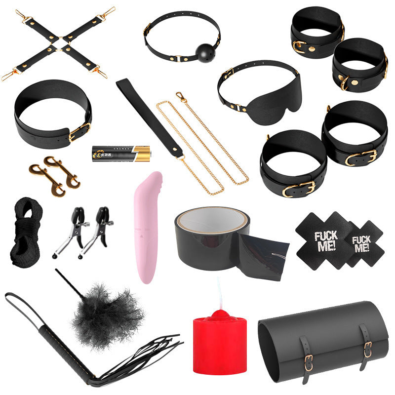 Ensemble de bondage haut de gamme VIPXXX Pince à tétons, menottes, fouet, chaînes et plus