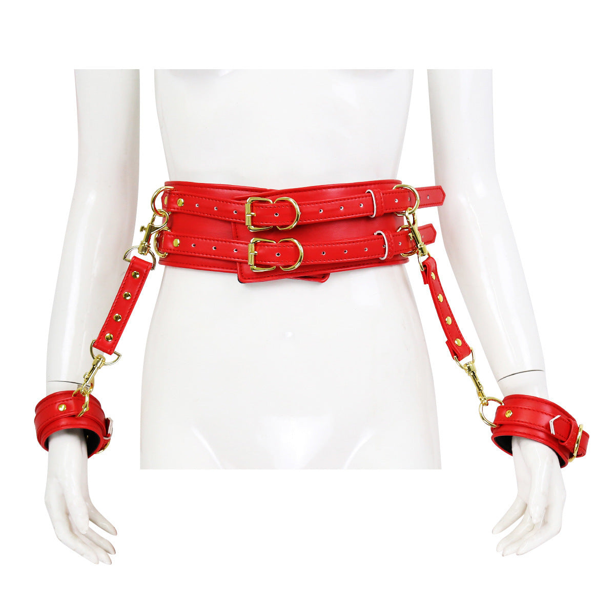 Leather Handcuffs with waist belt