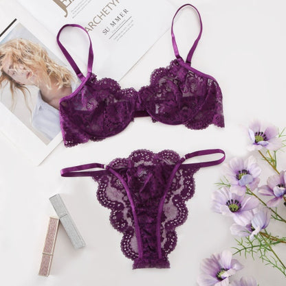 Ensemble de lingerie en dentelle avec soutien-gorge et culotte