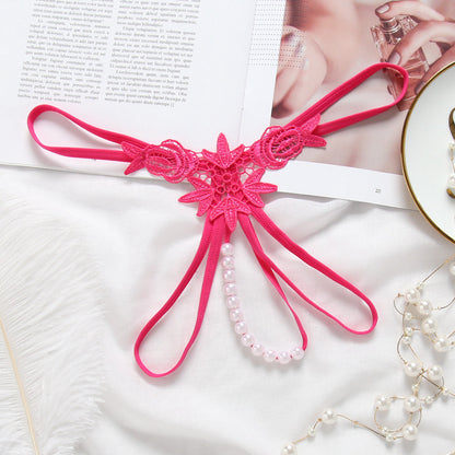 Pearl Massage T-back Sexy Embroidery Underwear