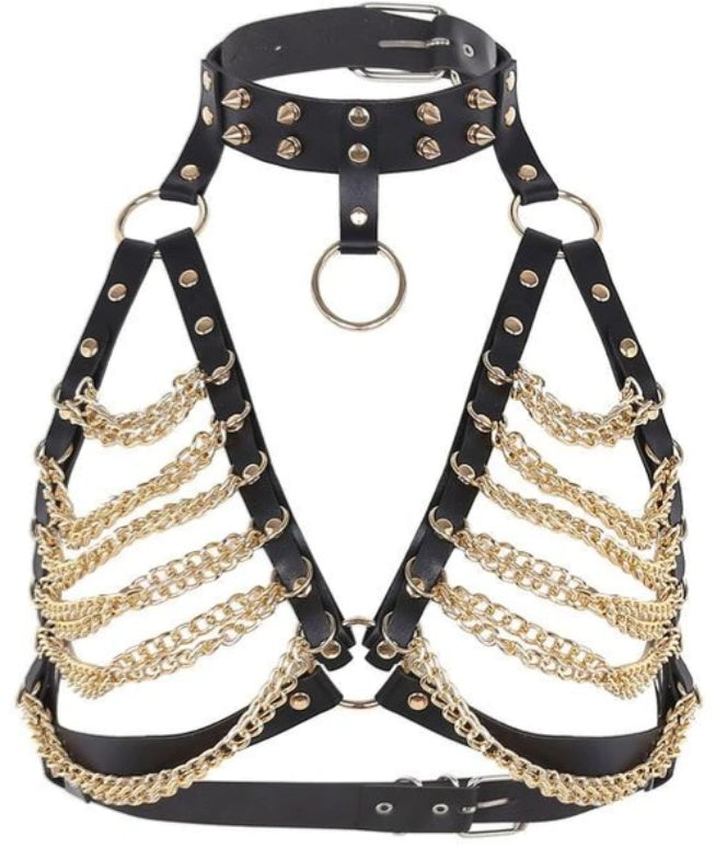 Leather and Chain Bras with choker