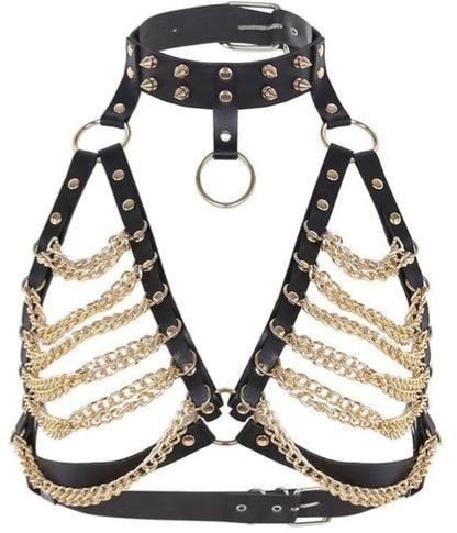 Leather and Chain Bras with choker