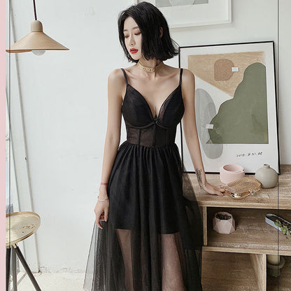 Robe de soirée sexy en tulle à col V