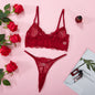 Ensemble de lingerie sexy en maille de dentelle transparente avec soutien-gorge et culotte
