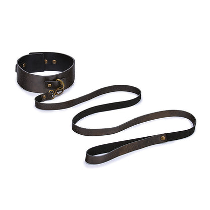 Collier rétro en cuir véritable