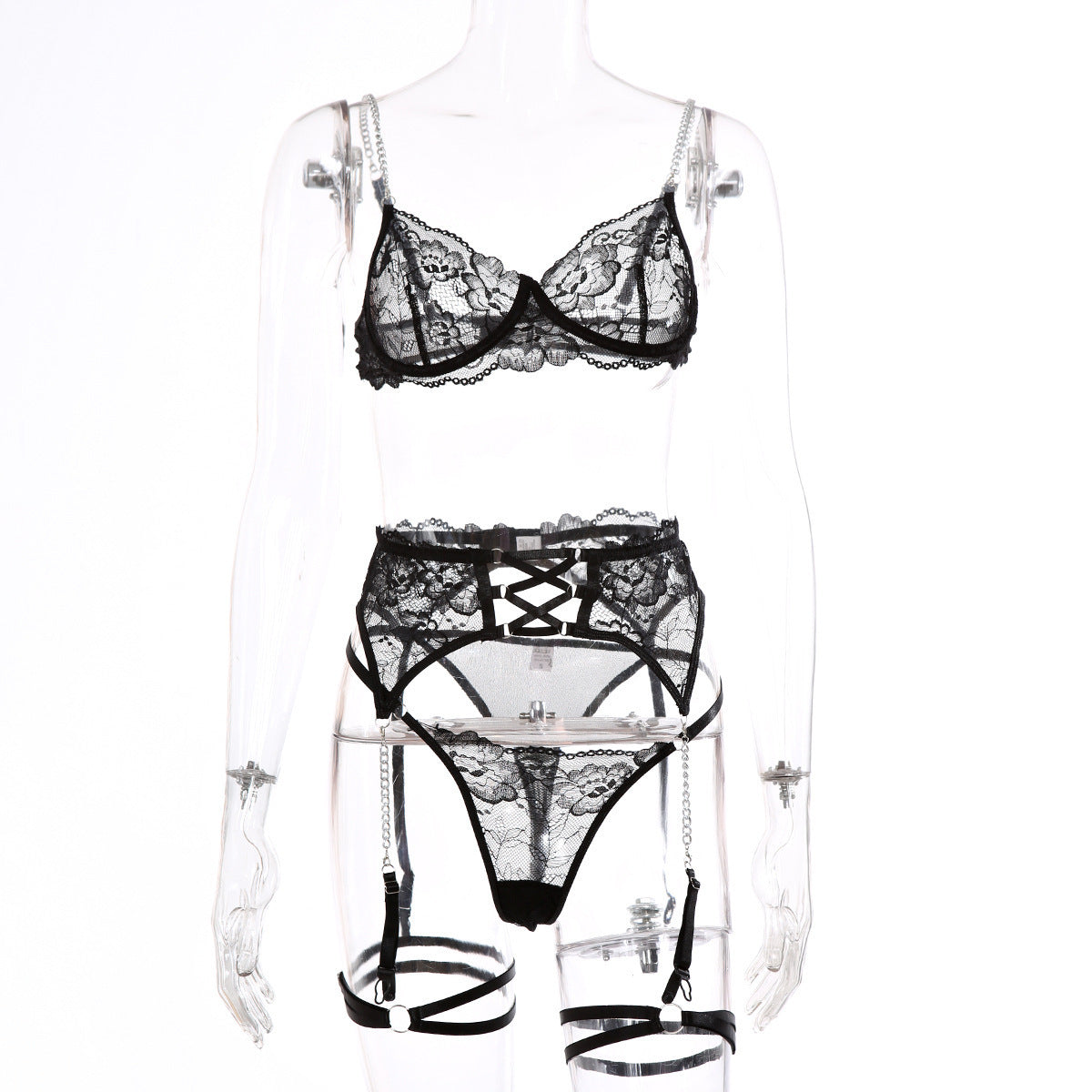 Ensemble de lingerie tendance avec chaîne en métal