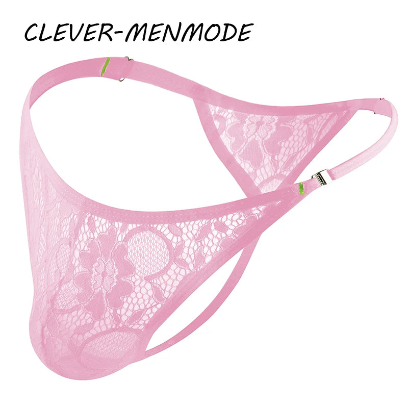 String sexy en dentelle avec boucle latérale et sangle réglable