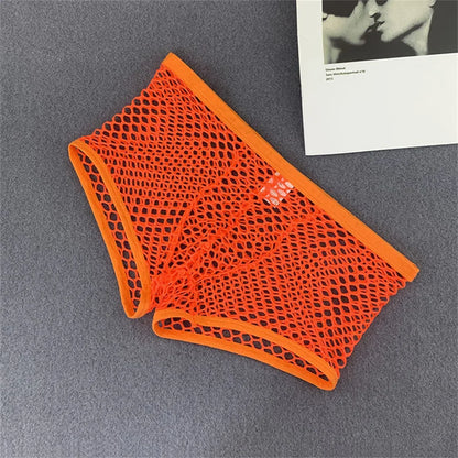 Boxer transparent taille basse en maille extensible