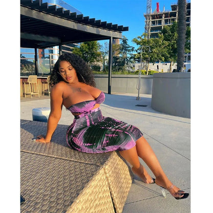 Plus Size Tie Dye Women's Maxi Midi Dress  Set