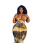 Plus Size Tie Dye Women's Maxi Midi Dress  Set