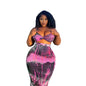 Plus Size Tie Dye Women's Maxi Midi Dress  Set