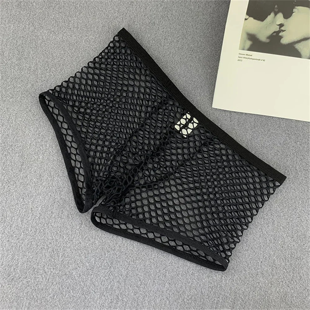 Boxer transparent taille basse en maille extensible