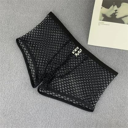 Boxer transparent taille basse en maille extensible