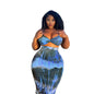 Plus Size Tie Dye Women's Maxi Midi Dress  Set