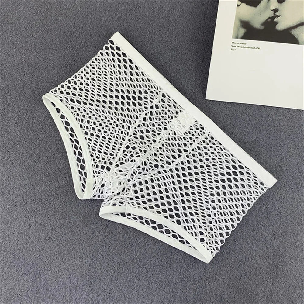 Boxer transparent taille basse en maille extensible