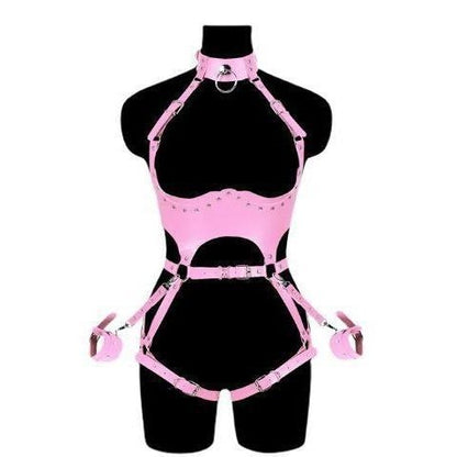 Tenue en cuir PU avec menottes latérales