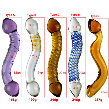 S Curved Transparent Glass Toy Double-headed For Women