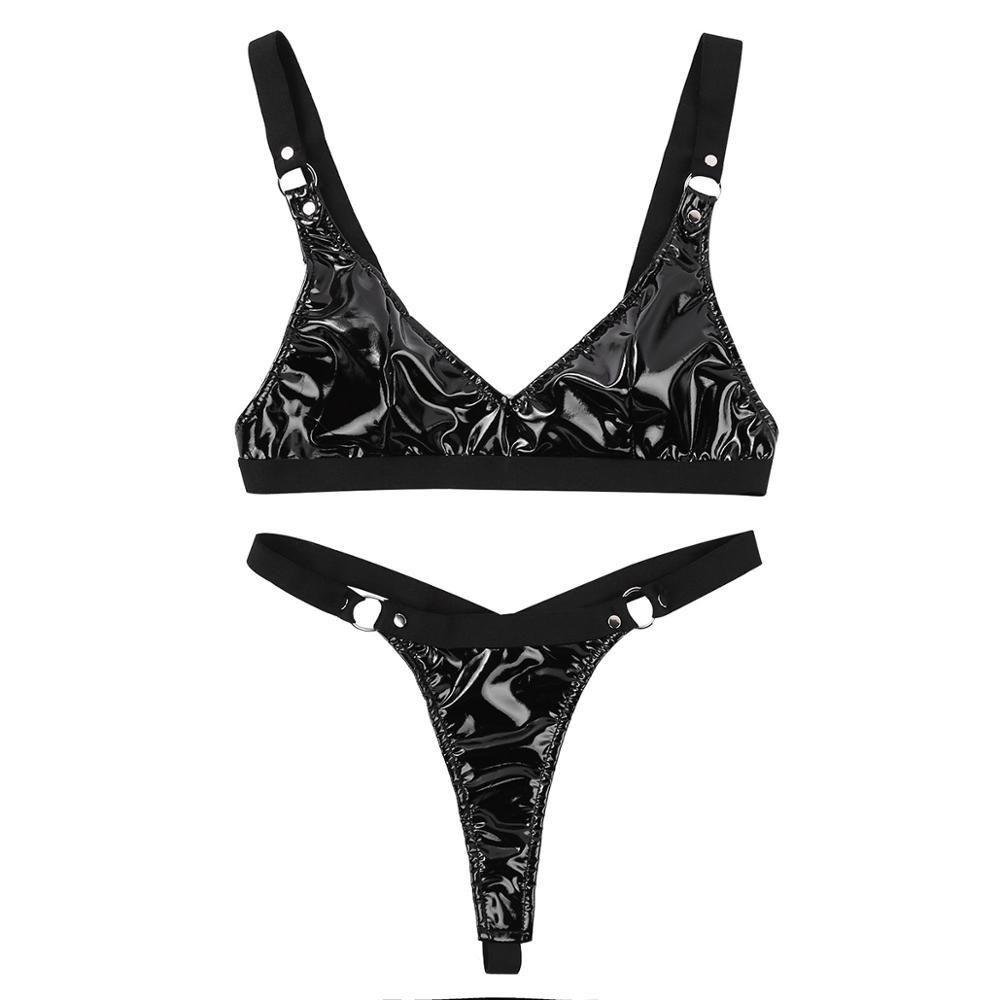 Ensemble bikini en cuir verni brillant LUXXX