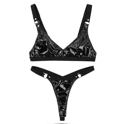 Ensemble bikini en cuir verni brillant LUXXX