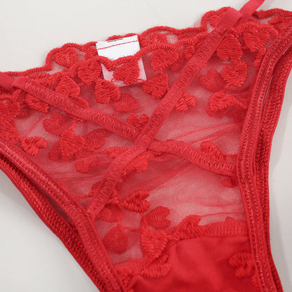 Lingerie sexy en dentelle avec soutien-gorge et culotte à nœuds