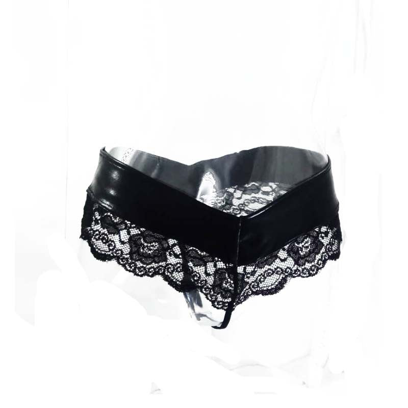 String en cuir verni et dentelle LUXXX