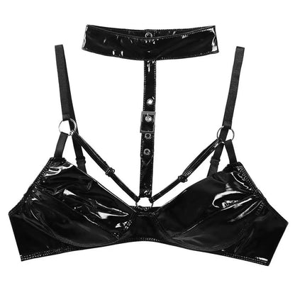 Soutien-gorge ajustable en cuir verni LUXXX