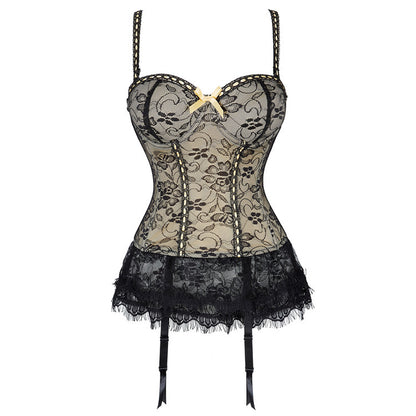 Mesh Lace Ultra Thin Breathable Corset with Garter