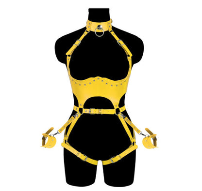 Tenue en cuir PU avec menottes latérales