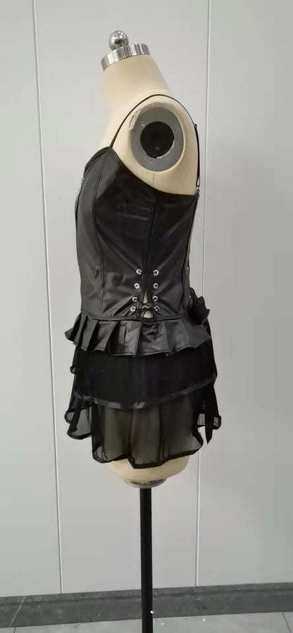 Robe évasée en cuir verni LUXXX