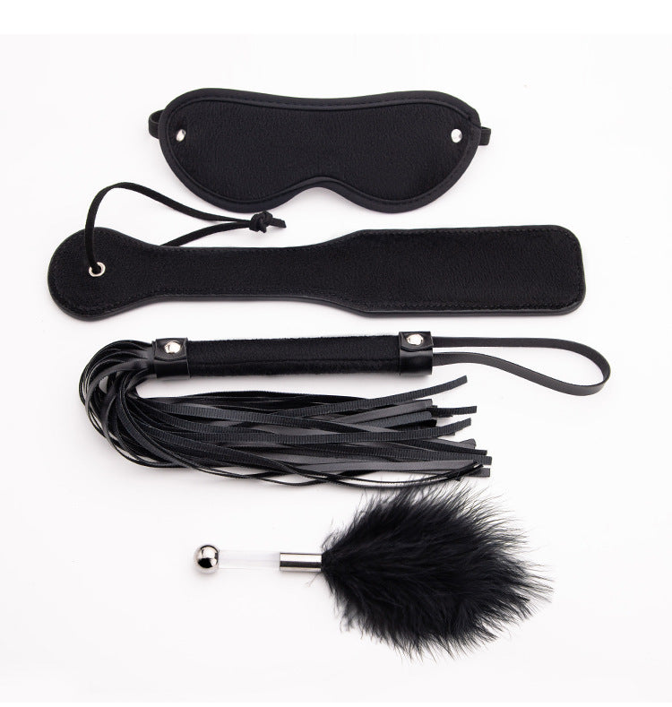 Four Piece Set Paddle Toy Whip Eye Mask Feather