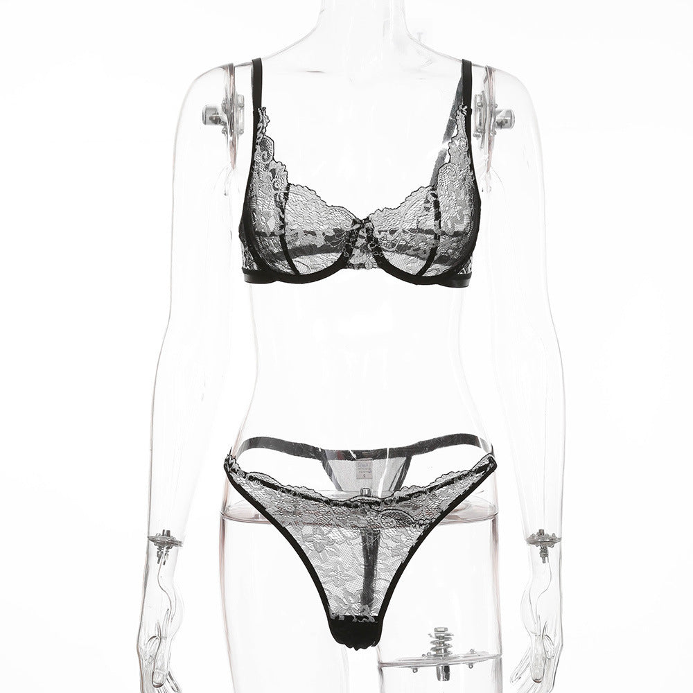 Ensemble de lingerie en dentelle pour femme avec soutien-gorge et sous-vêtements amusants
